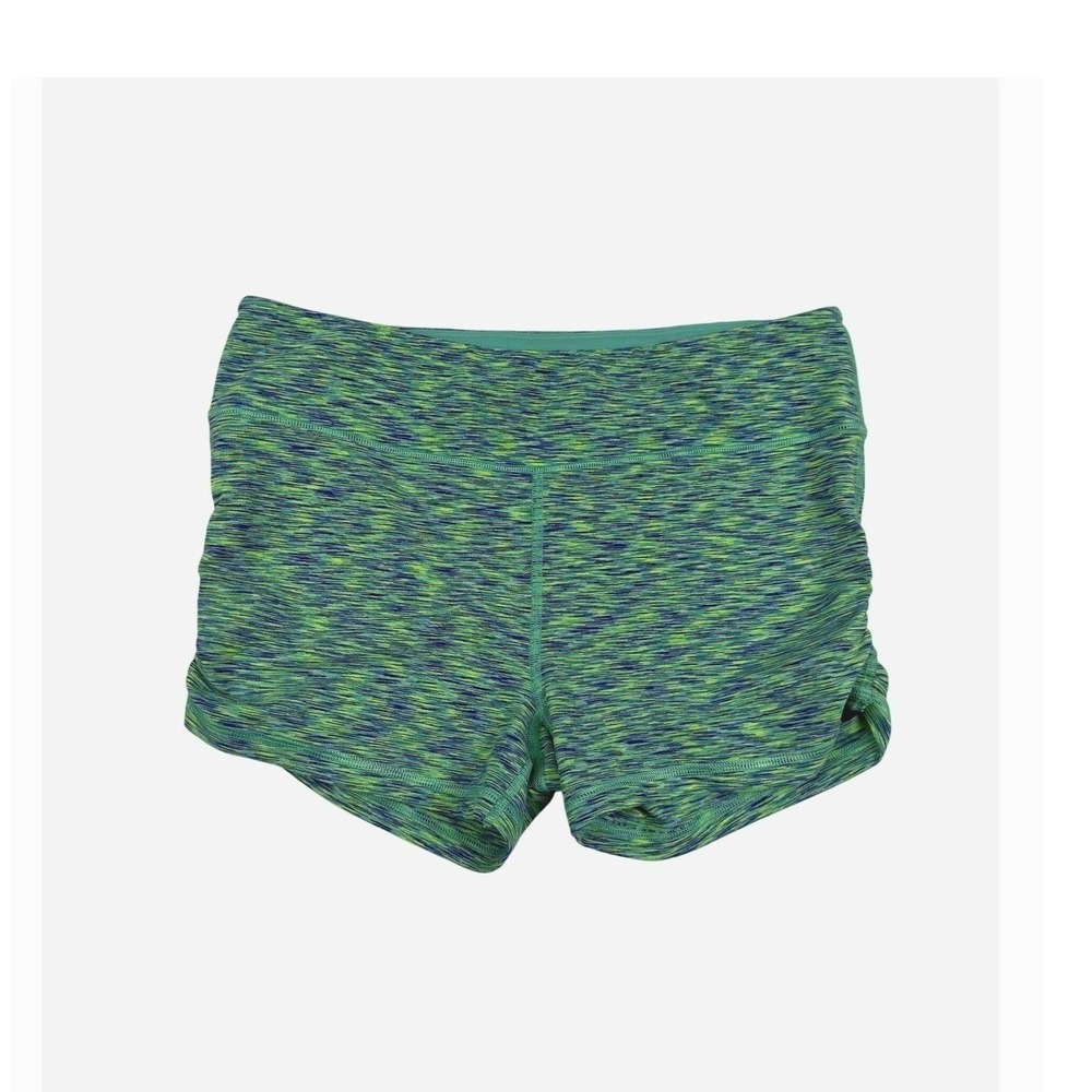 Victoria's Secret VSX Sport Shorts Womens L Green Space Dye Ruched Knockout
